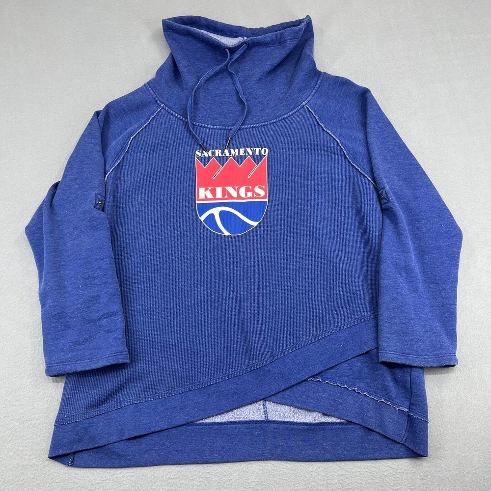 Touch by Alyssa Milano Sacramento Kings Blue Crossover Hem Sweatshirt Womens 1X